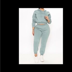 Fashion Nova Seafoam Green Jogger Set
